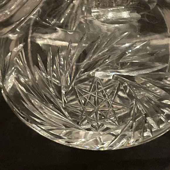 American Brilliant Hand Cut Crystal Glass Oil Vinegar Cruet Bottle - Picture 7 of 7